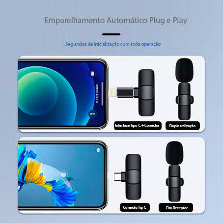 Microfone Lapela Sem Fio K11 Para iPhone